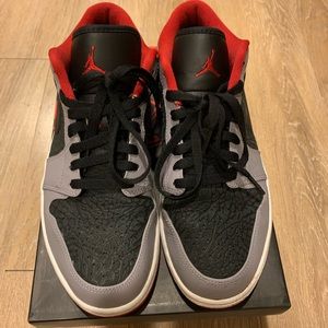 Men’s Air Jordan 1 Low black gym red cement grey